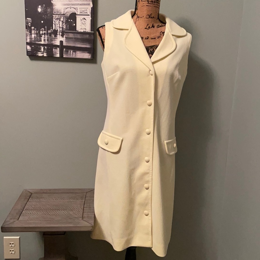 Fenwick Knits yellow vintage dress size 12.